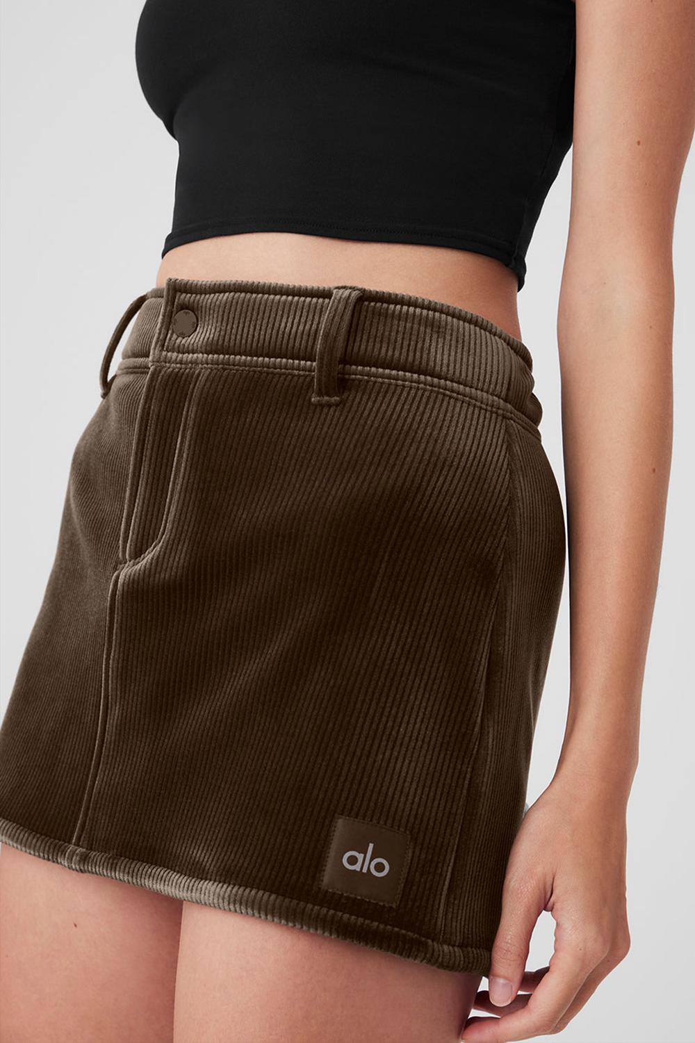 Macchiato Women Alo Yoga Ribbed Velour Baller Mini Skirt | Australia  24836-UQVE