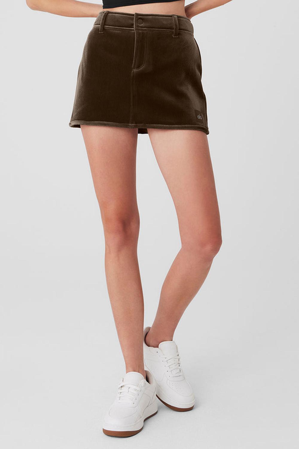 Macchiato Women Alo Yoga Ribbed Velour Baller Mini Skirt | Australia  24836-UQVE