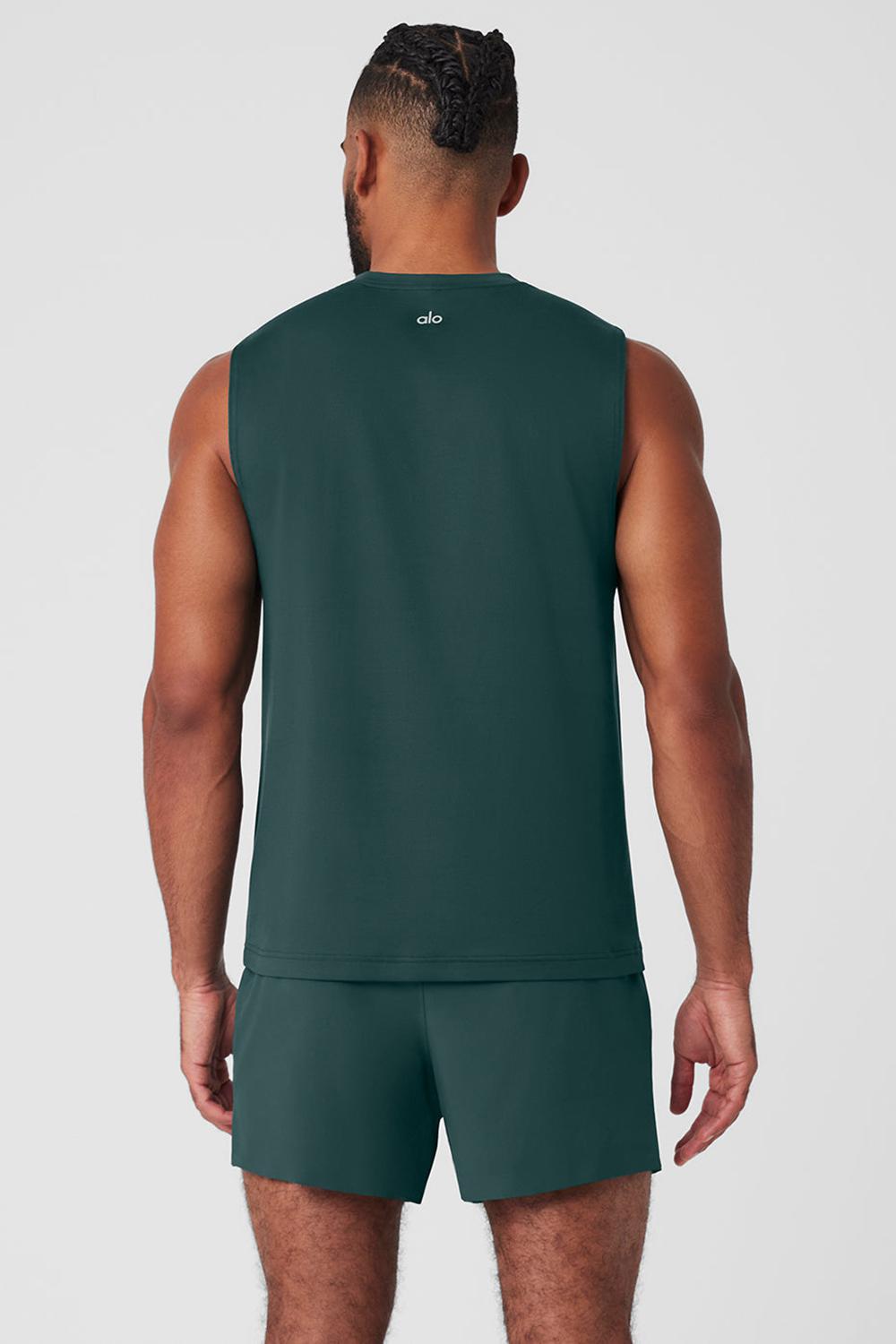 Midnight Green Men Alo Yoga Conquer Muscle Tank | Australia  54863-RZCI