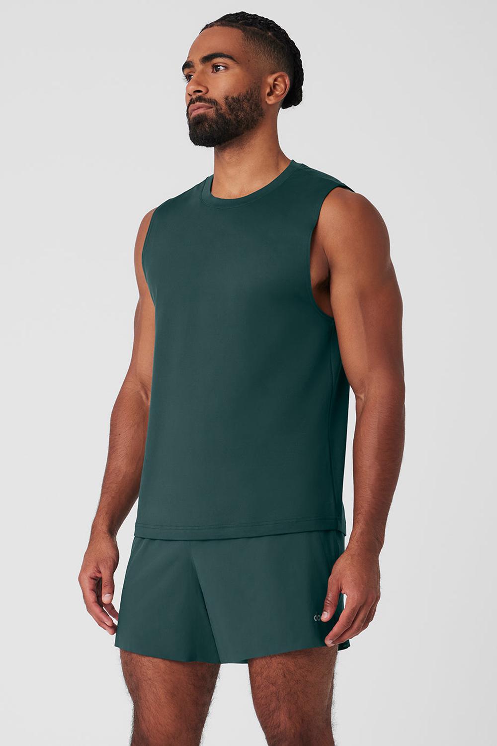 Midnight Green Men Alo Yoga Conquer Muscle Tank | Australia  54863-RZCI