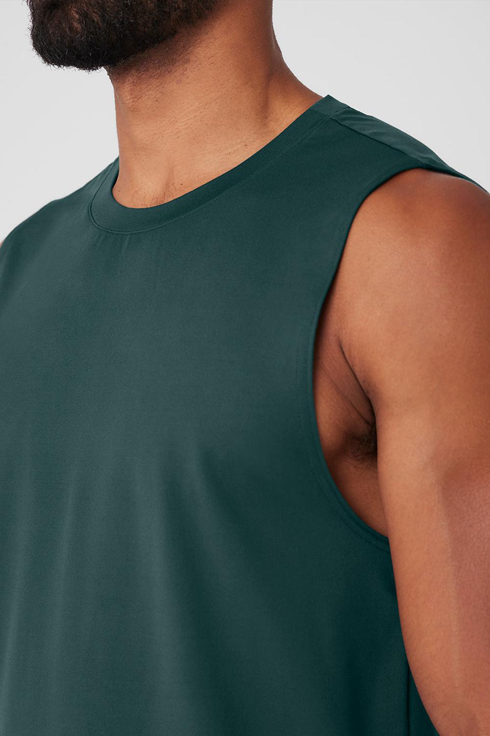 Midnight Green Men Alo Yoga Conquer Muscle Tank | Australia  54863-RZCI