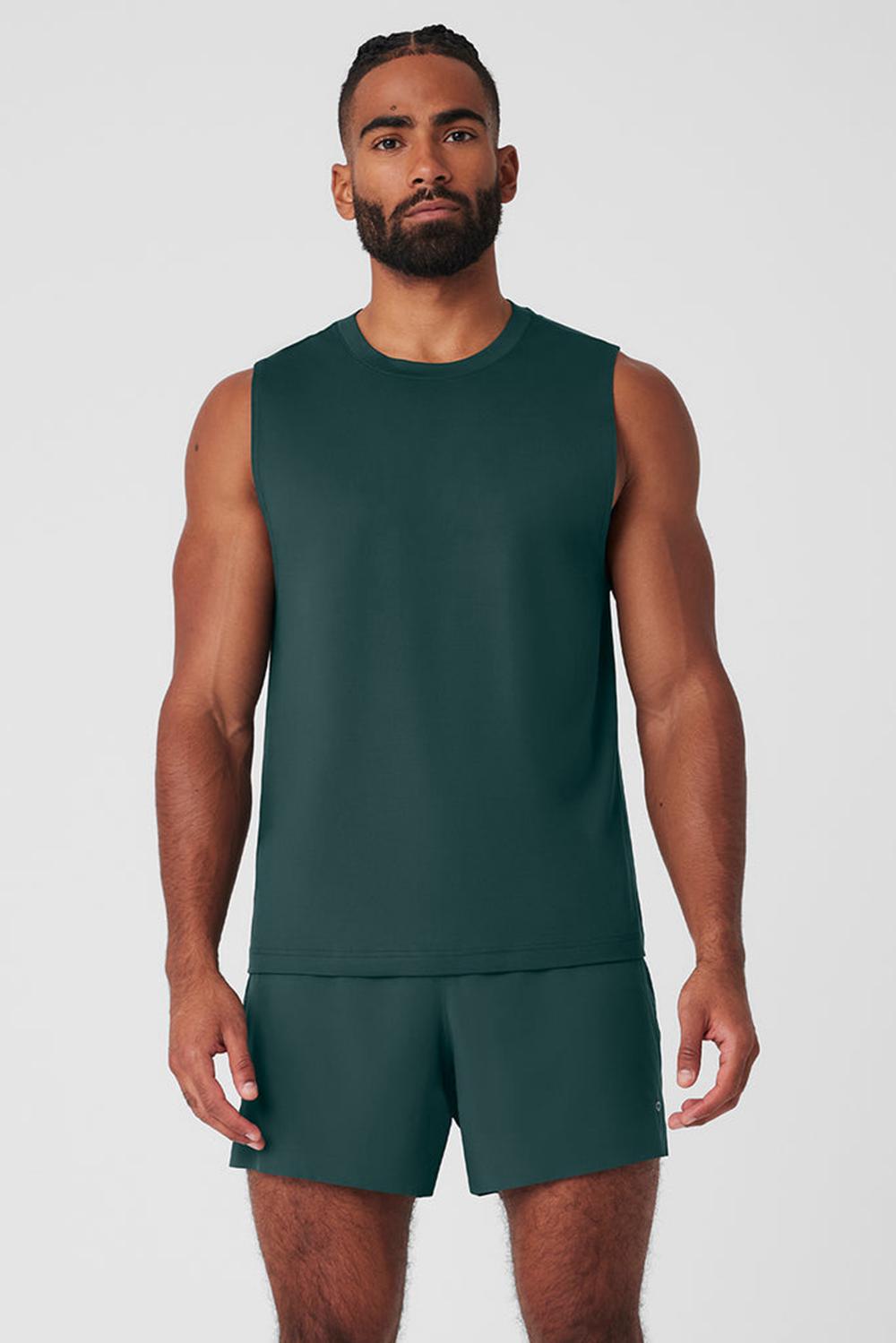 Midnight Green Men Alo Yoga Conquer Muscle Tank | Australia  54863-RZCI