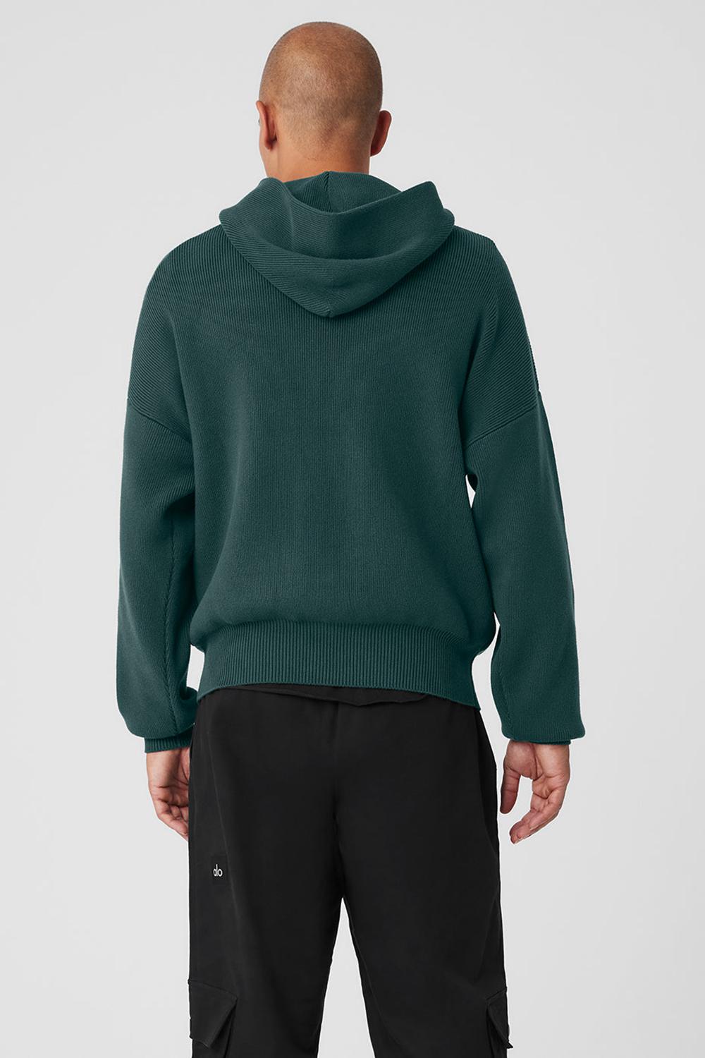 Midnight Green Men Alo Yoga Scholar Hooded Sweater | Australia  54730-ANPO