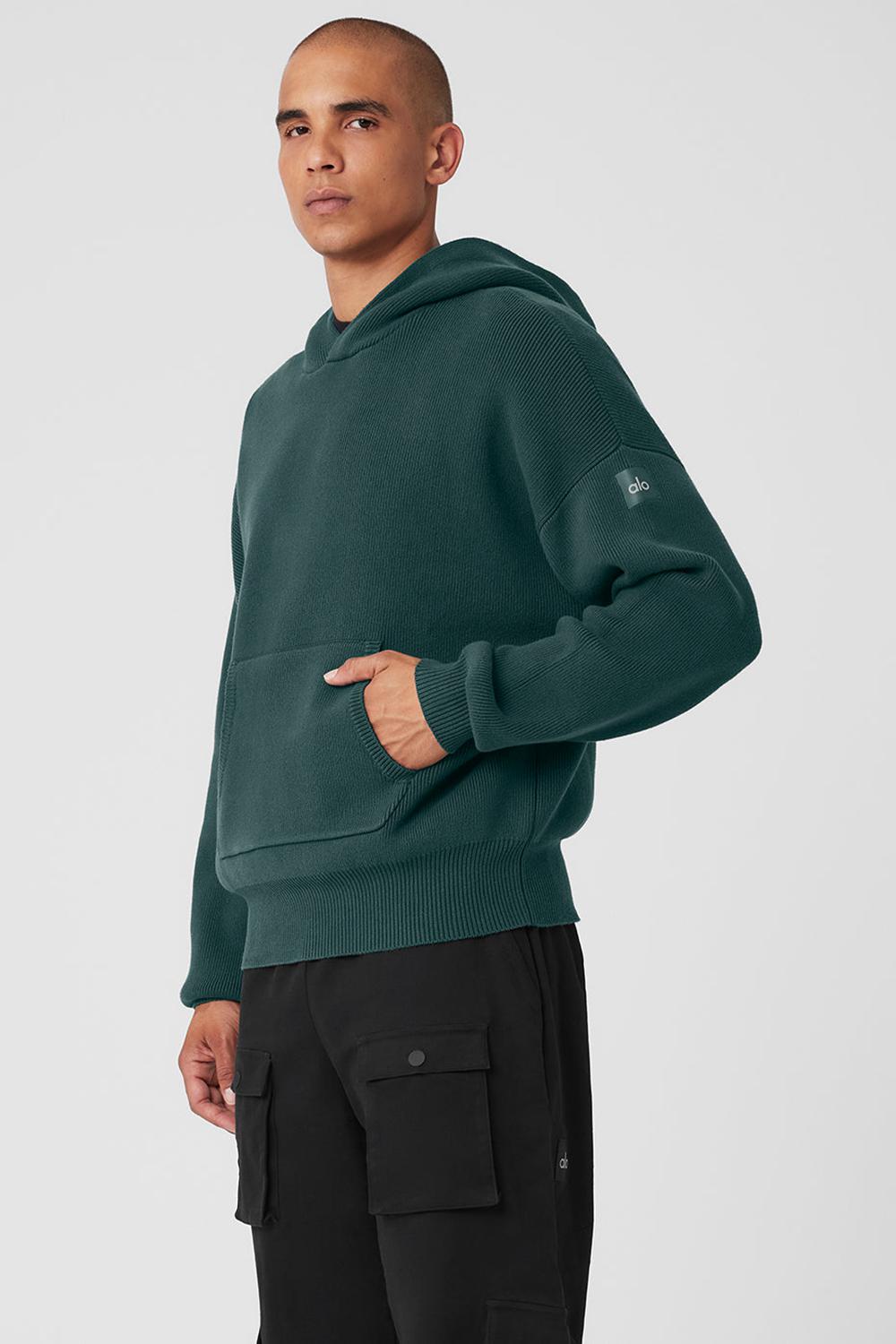 Midnight Green Men Alo Yoga Scholar Hooded Sweater | Australia  54730-ANPO