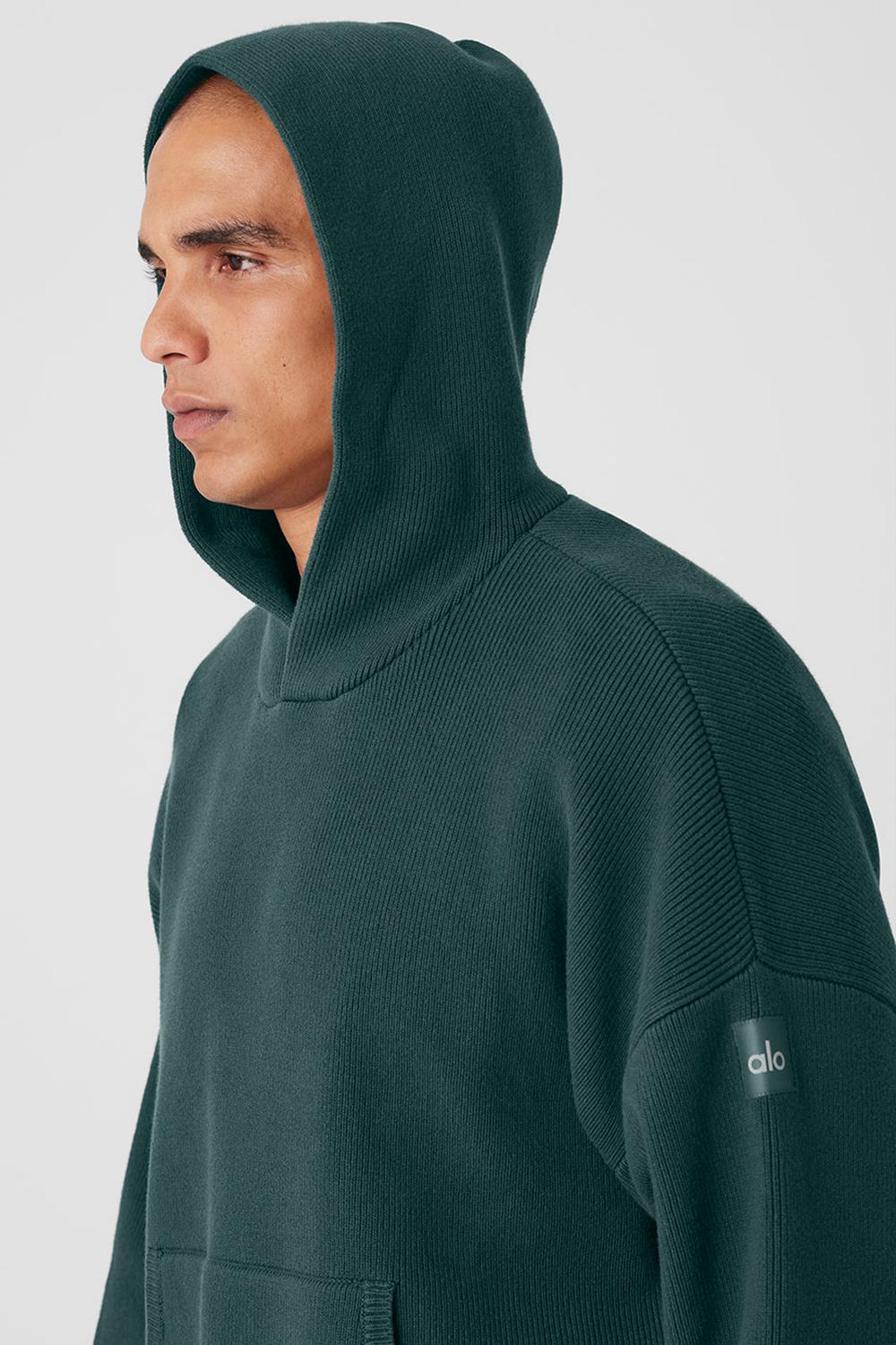 Midnight Green Men Alo Yoga Scholar Hooded Sweater | Australia  54730-ANPO