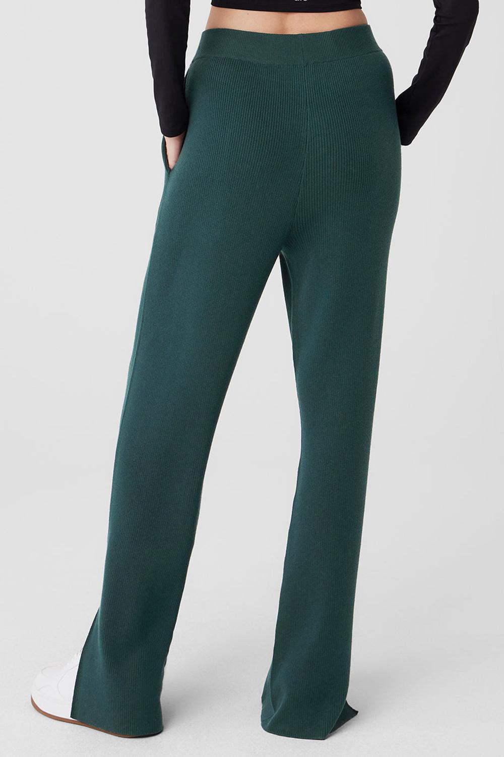 Midnight Green Women Alo Yoga Knit High-Waist Salana Wide Leg Pant | Australia  04796-CPST