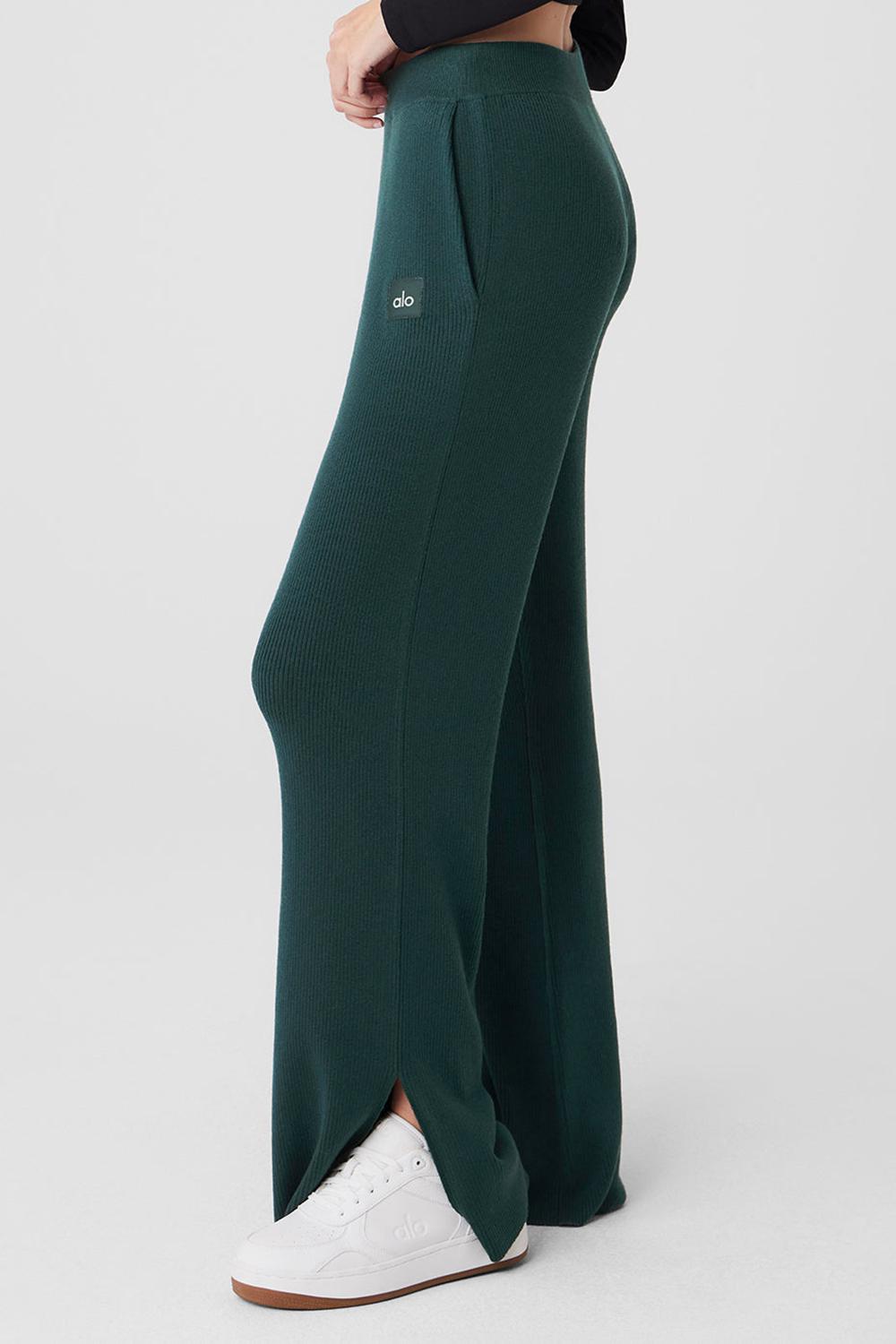 Midnight Green Women Alo Yoga Knit High-Waist Salana Wide Leg Pant | Australia  04796-CPST