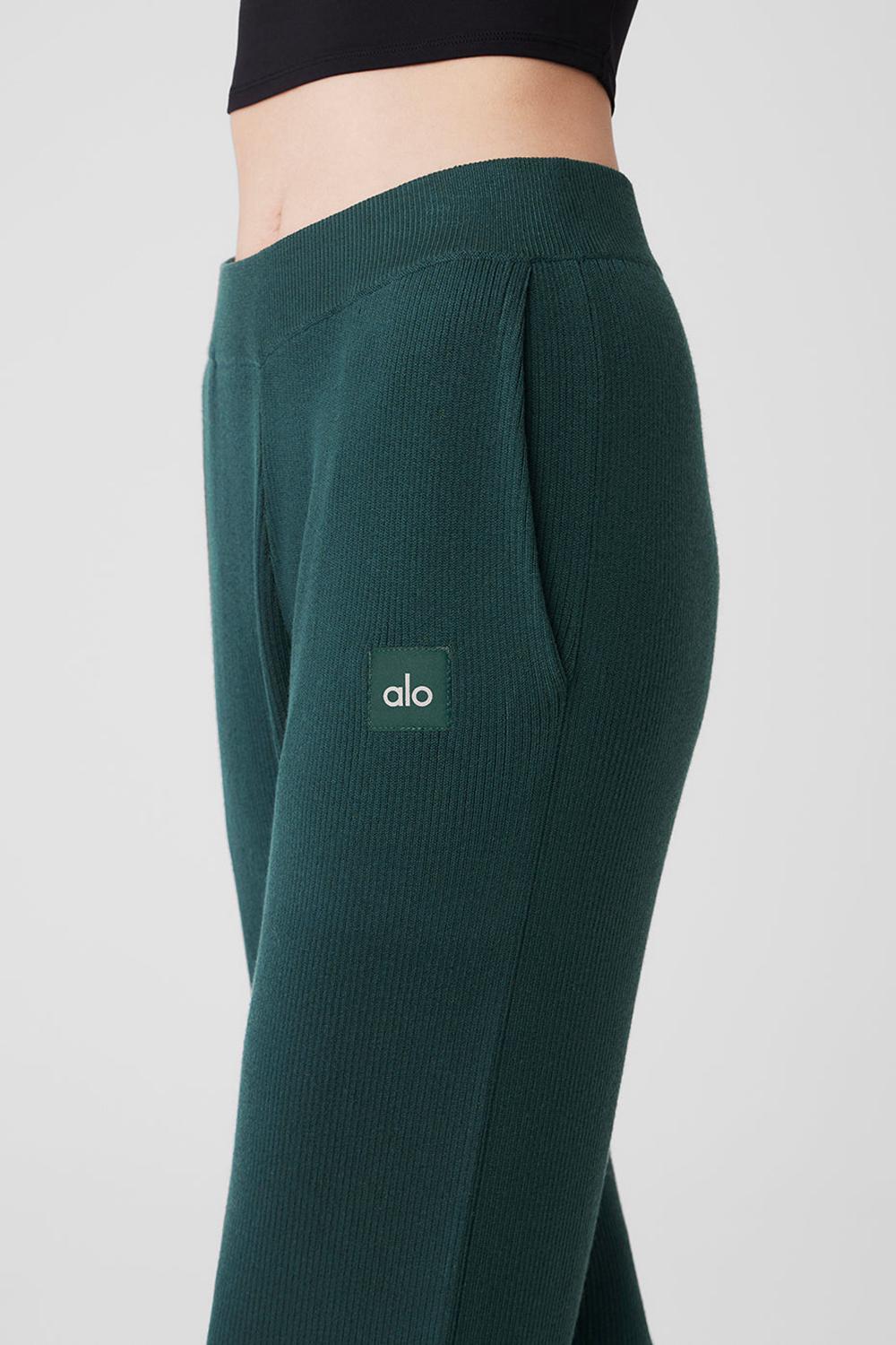 Midnight Green Women Alo Yoga Knit High-Waist Salana Wide Leg Pant | Australia  04796-CPST