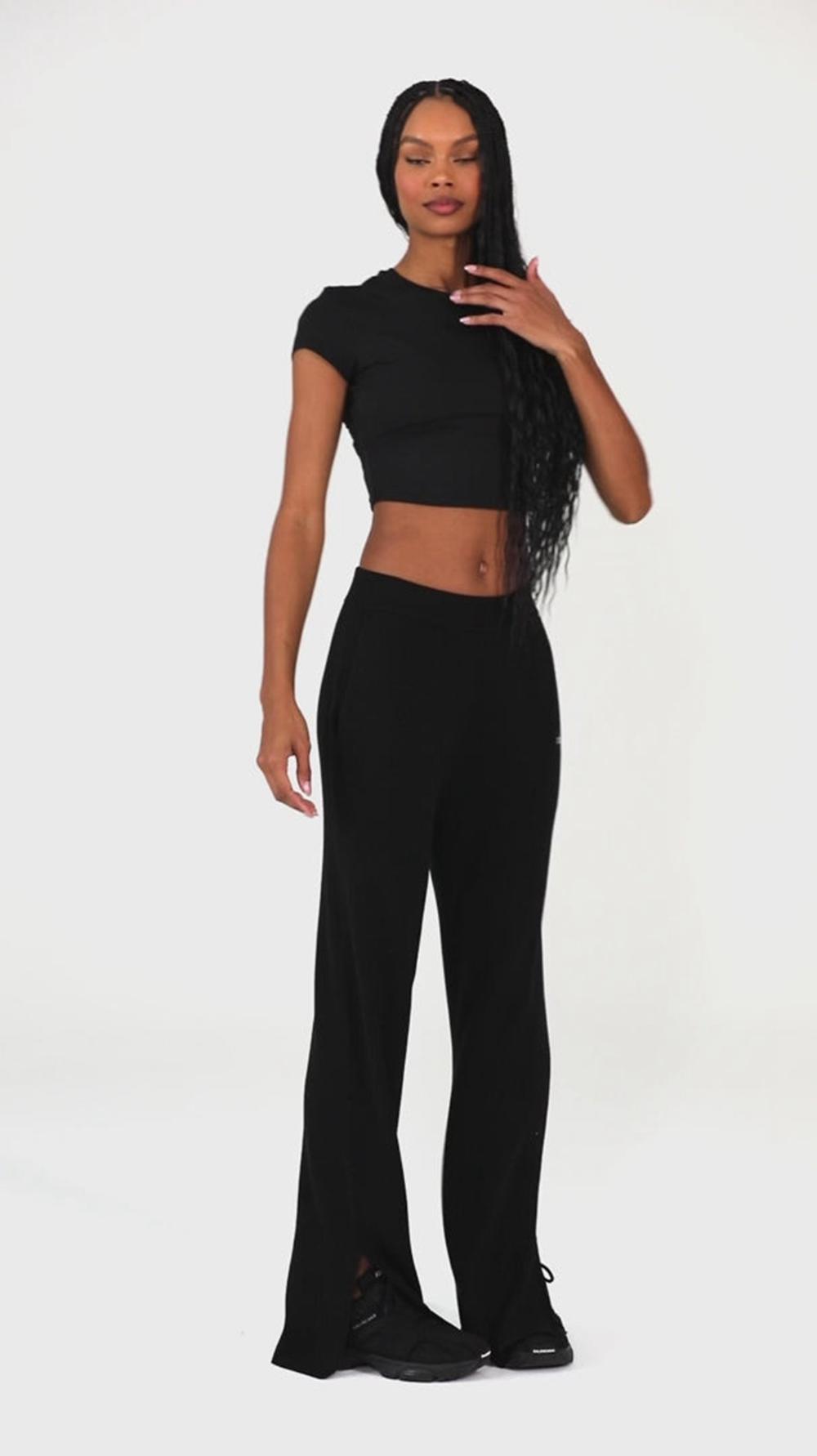 Midnight Green Women Alo Yoga Knit High-Waist Salana Wide Leg Pant | Australia  04796-CPST