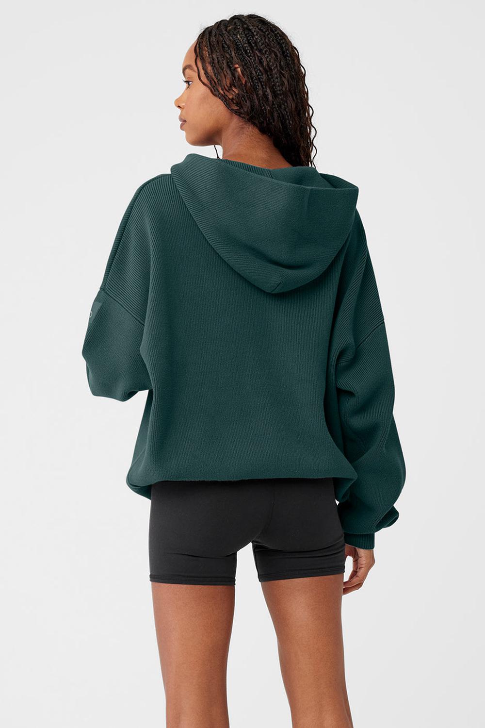 Midnight Green Women Alo Yoga Scholar Hooded Sweater | Australia  72359-ZSAC