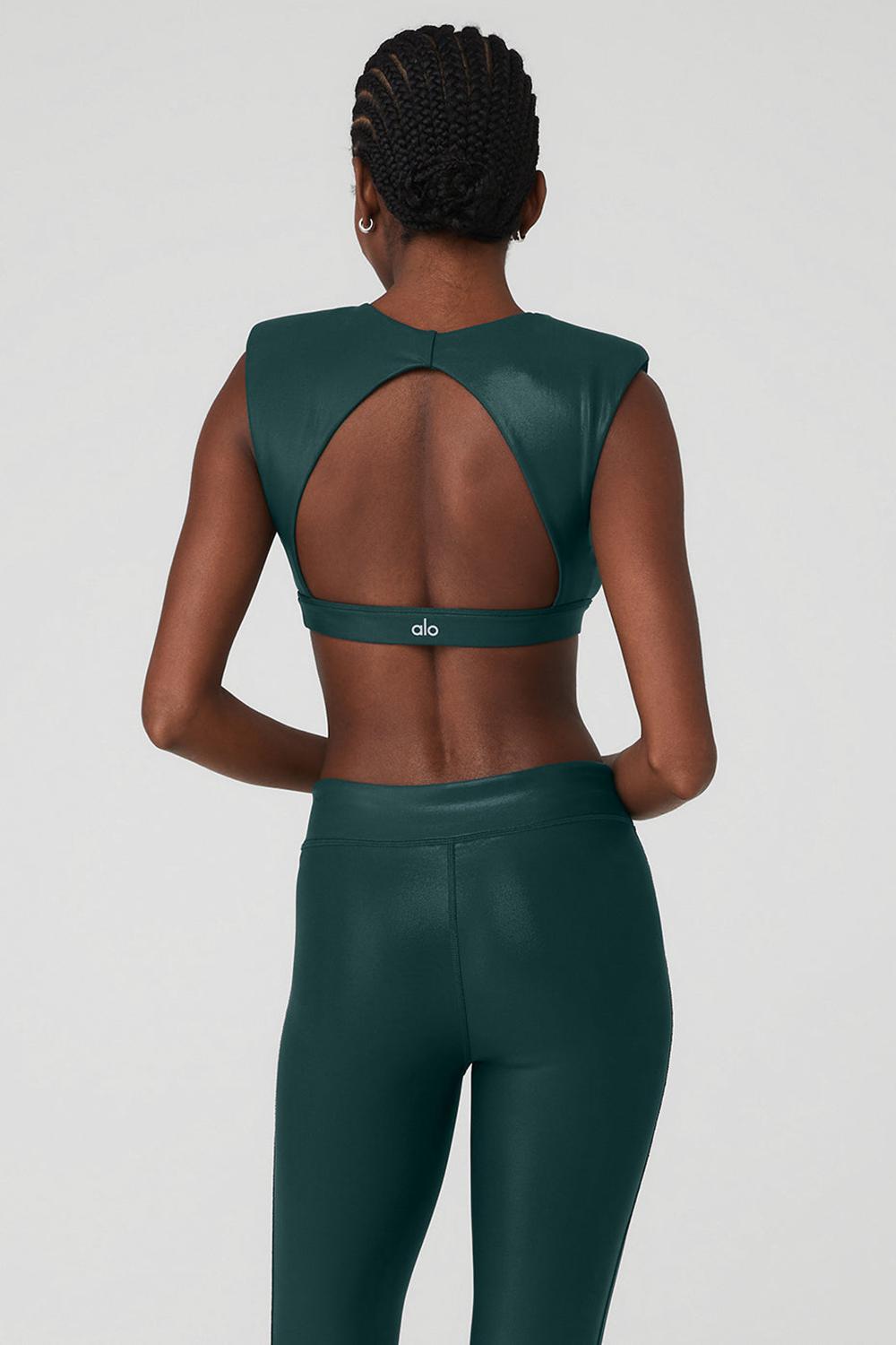 Midnight Green Women Alo Yoga Super Shine Flash Bra | Australia  69814-WMGX