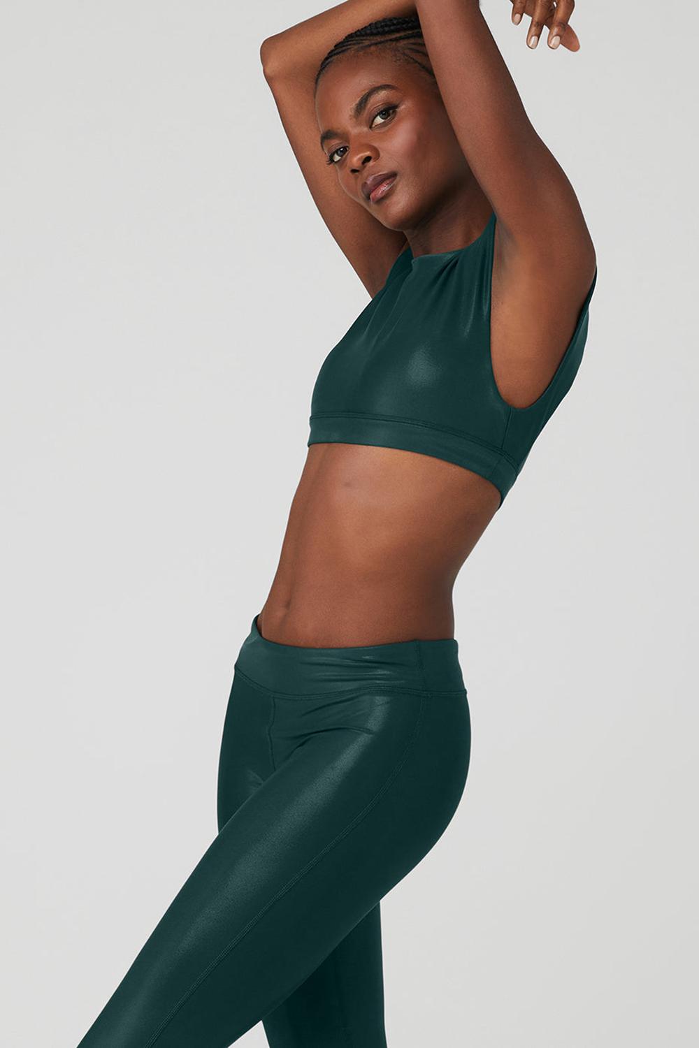 Midnight Green Women Alo Yoga Super Shine Flash Bra | Australia  69814-WMGX