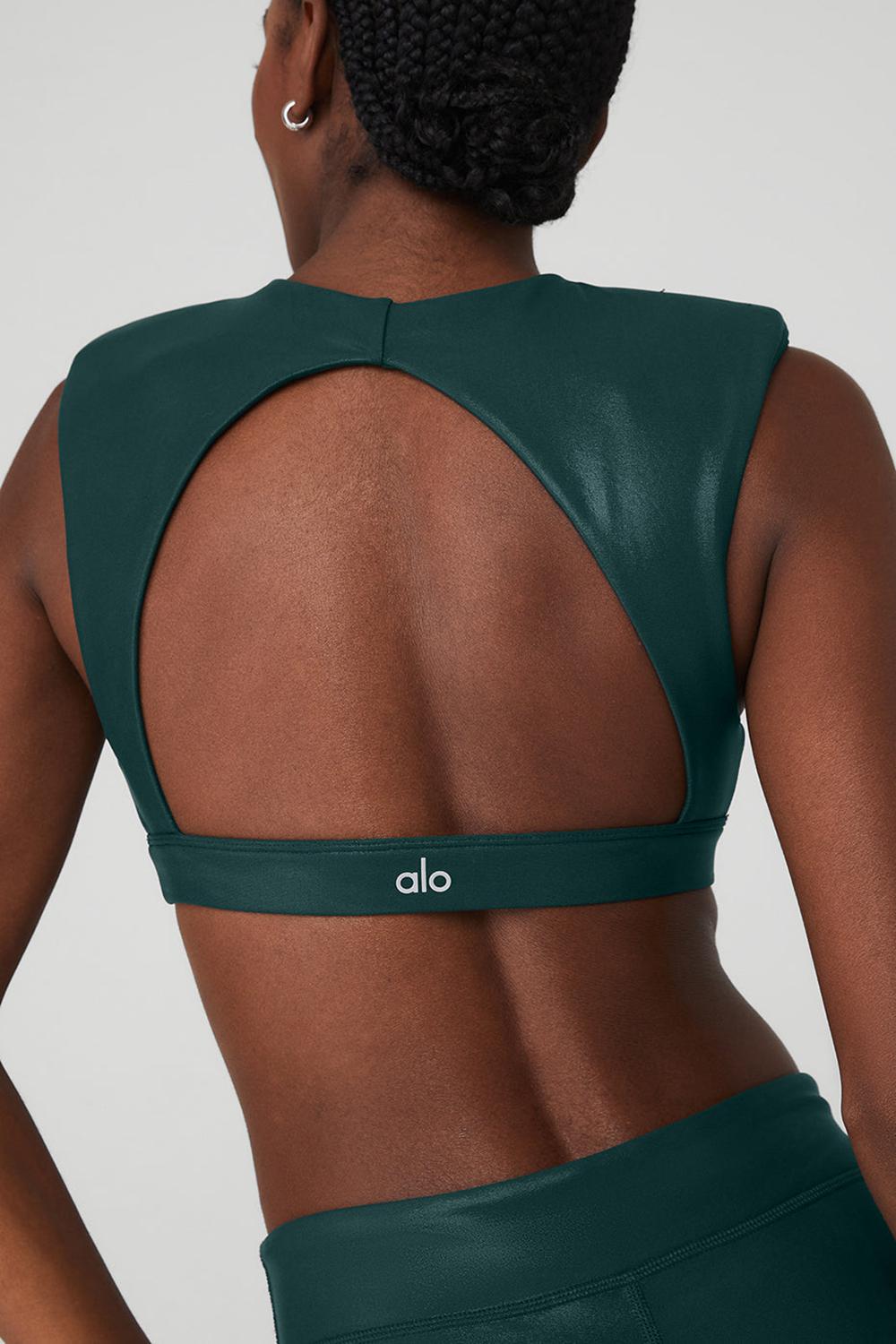 Midnight Green Women Alo Yoga Super Shine Flash Bra | Australia  69814-WMGX