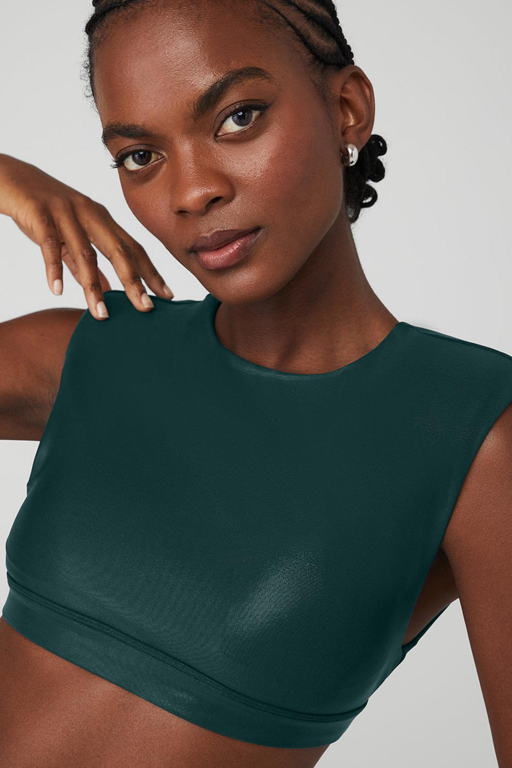 Midnight Green Women Alo Yoga Super Shine Flash Bra | Australia  69814-WMGX