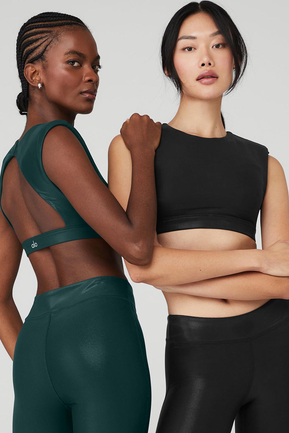 Midnight Green Women Alo Yoga Super Shine Flash Bra | Australia  69814-WMGX