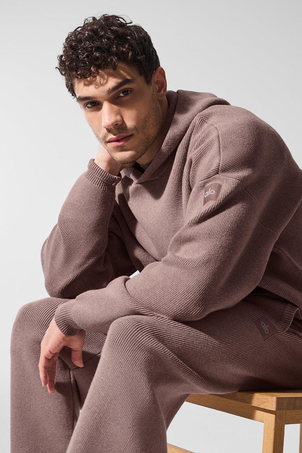 Mushroom Heather Men Alo Yoga Scholar Hooded Sweater | Australia  20531-NKMB