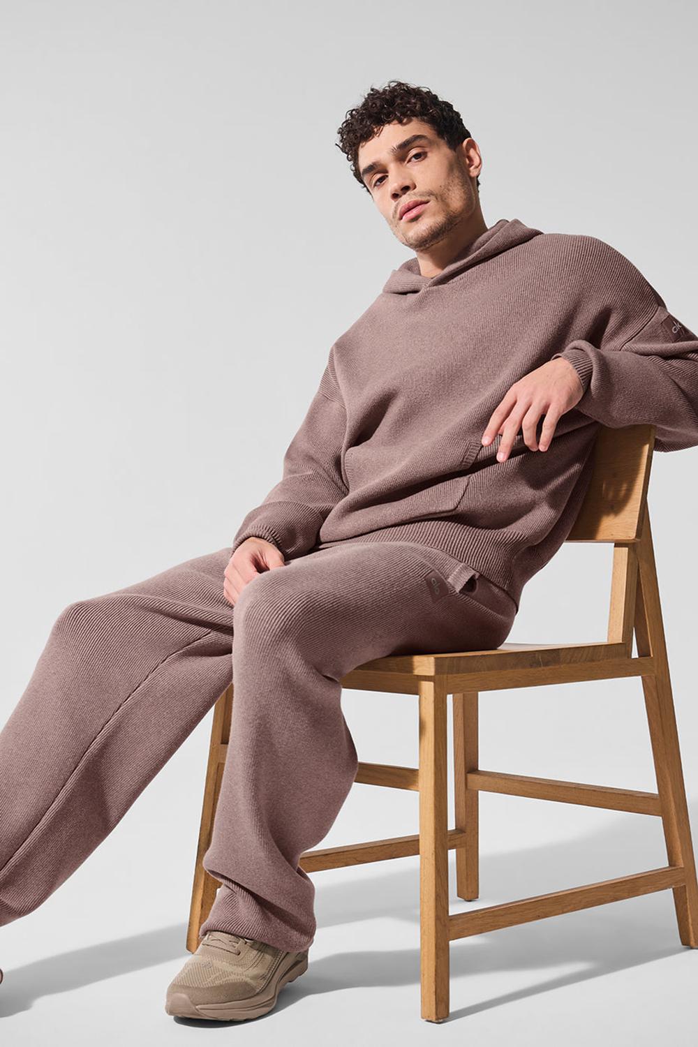 Mushroom Heather Men Alo Yoga Scholar Hooded Sweater | Australia  20531-NKMB