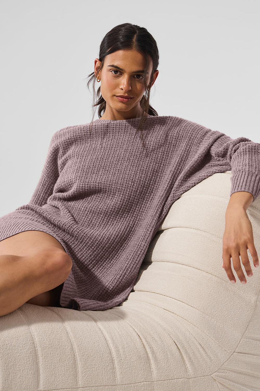 Mushroom Heather Women Alo Yoga Cashmere Plush Waffle Dress | Australia  95240-AKBC
