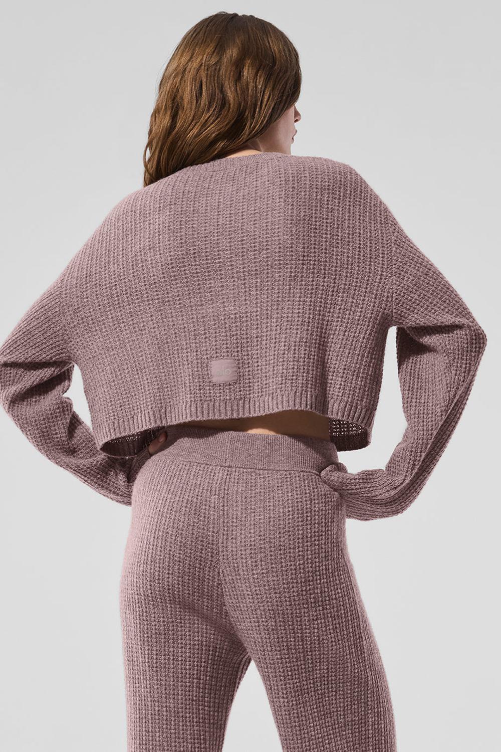 Mushroom Heather Women Alo Yoga Cashmere Plush Waffle Cardigan | Australia  47213-VFOA