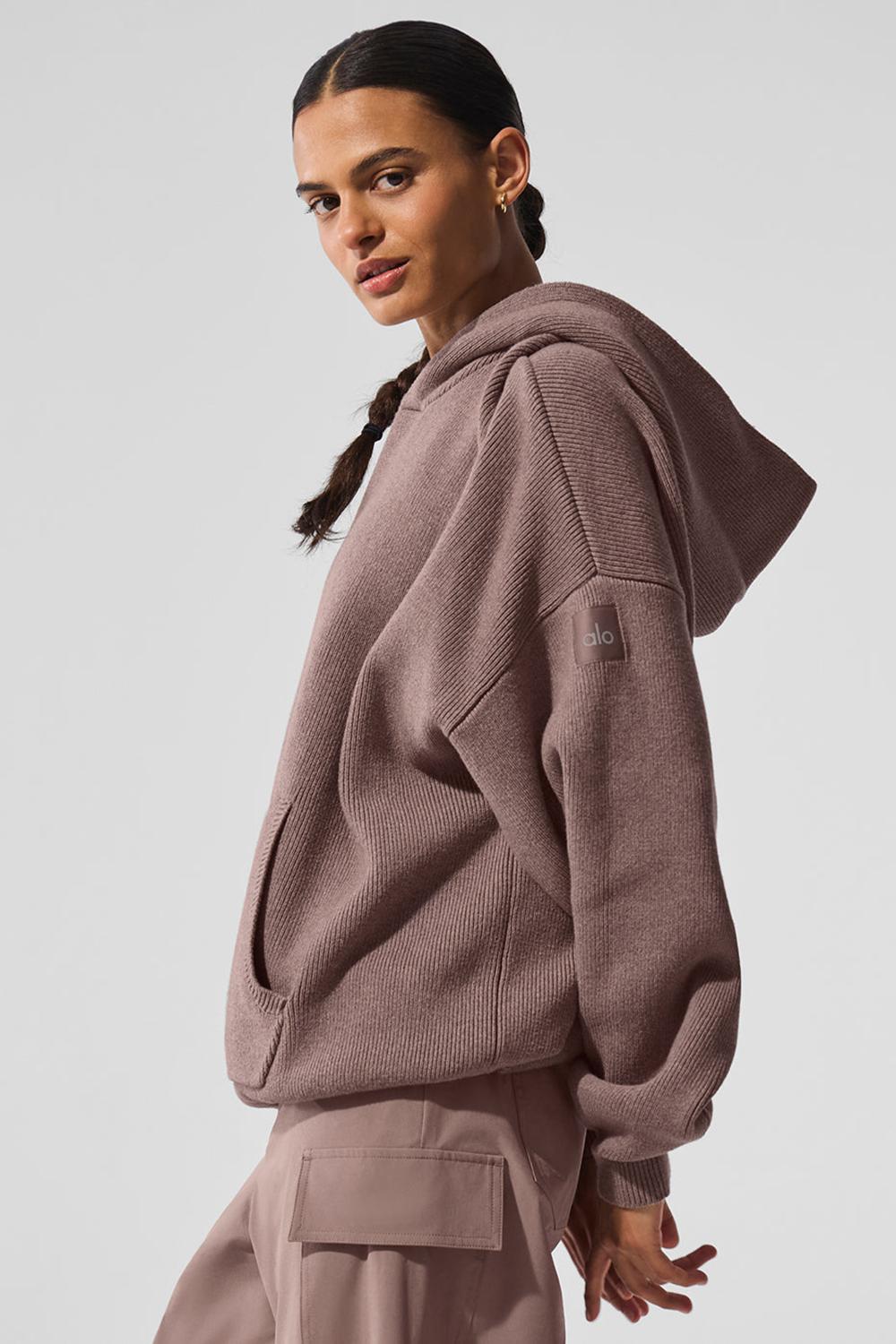 Mushroom Heather Women Alo Yoga Scholar Hooded Sweater | Australia  59132-KCRZ