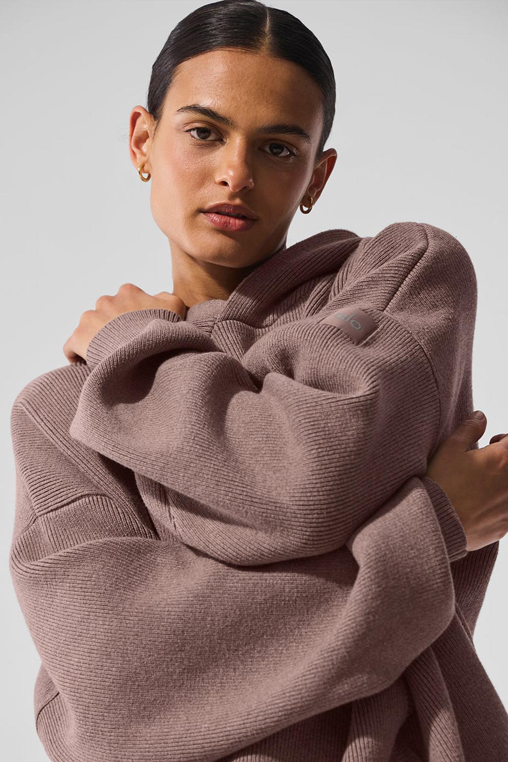 Mushroom Heather Women Alo Yoga Scholar Hooded Sweater | Australia  59132-KCRZ