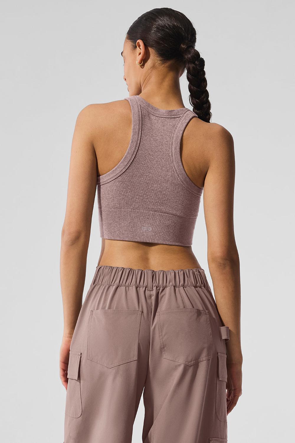 Mushroom Heather Women Alo Yoga Seamless Delight High Neck Bra | Australia  04328-ZMUG