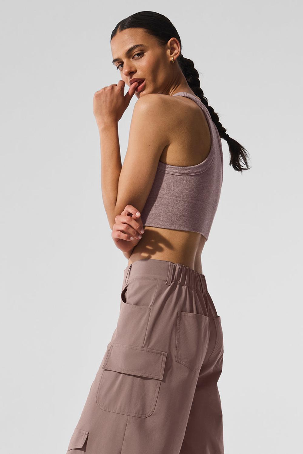 Mushroom Heather Women Alo Yoga Seamless Delight High Neck Bra | Australia  04328-ZMUG