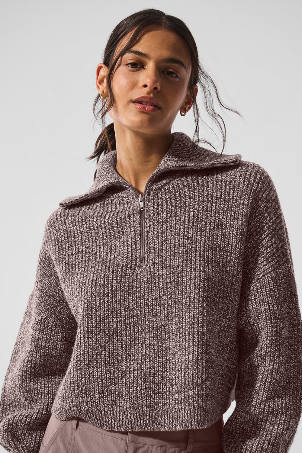 Mushroom Marl Women Alo Yoga Marl 1/4 Zip Pullover | Australia  50623-ONDY