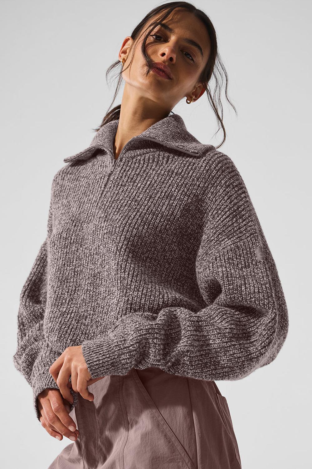 Mushroom Marl Women Alo Yoga Marl 1/4 Zip Pullover | Australia  50623-ONDY