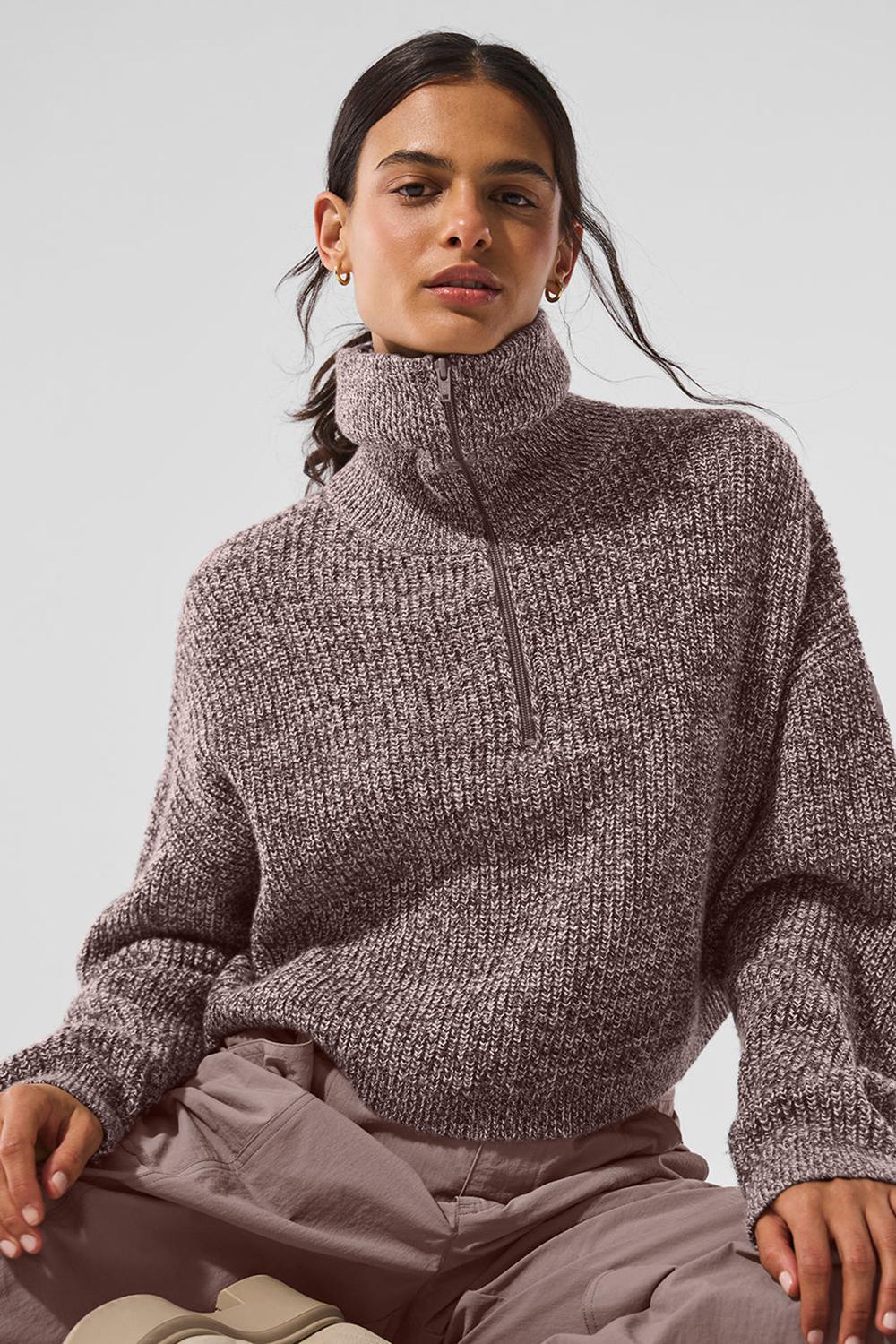 Mushroom Marl Women Alo Yoga Marl 1/4 Zip Pullover | Australia  50623-ONDY
