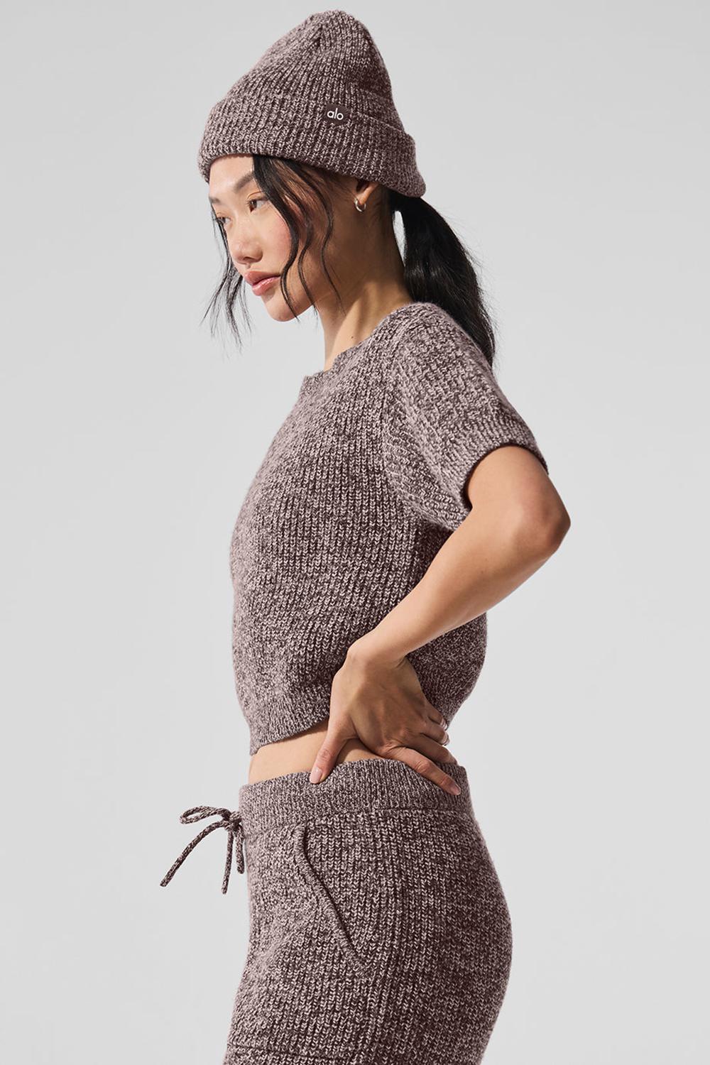 Mushroom Marl Women Alo Yoga Marl Short Sleeve | Australia  35624-EHSG