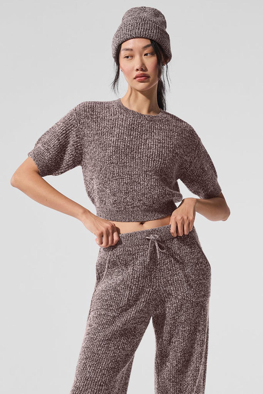 Mushroom Marl Women Alo Yoga Marl Short Sleeve | Australia  35624-EHSG