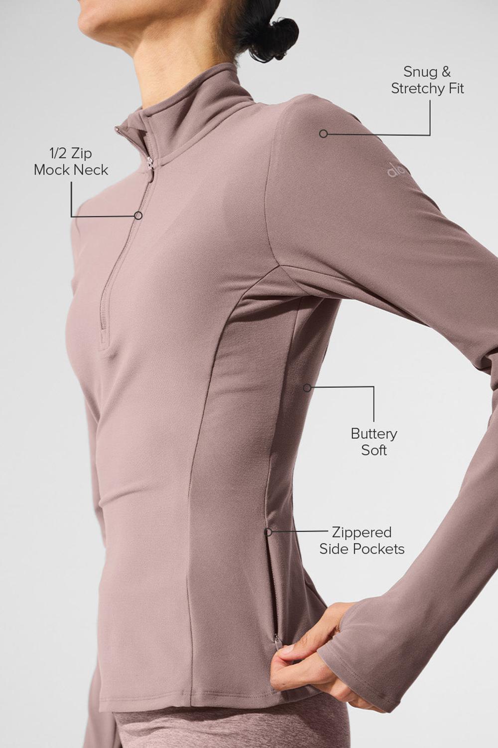 Mushroom Women Alo Yoga Alosoft 1/2 Zip Rapid Pullover | Australia  83402-DFRL