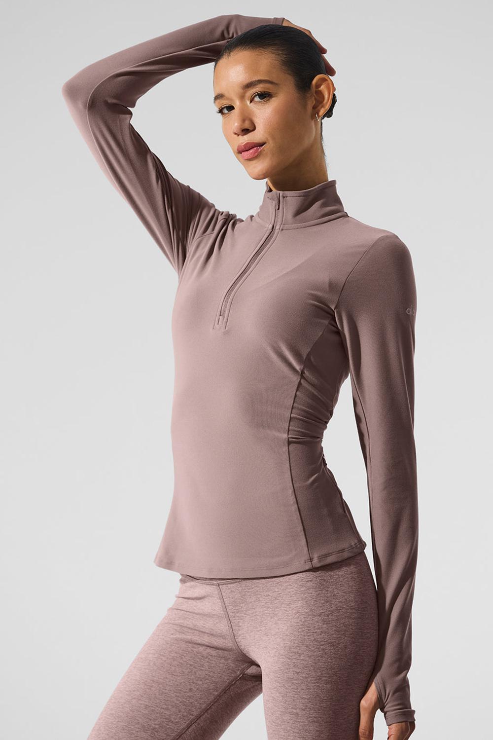 Mushroom Women Alo Yoga Alosoft 1/2 Zip Rapid Pullover | Australia  83402-DFRL