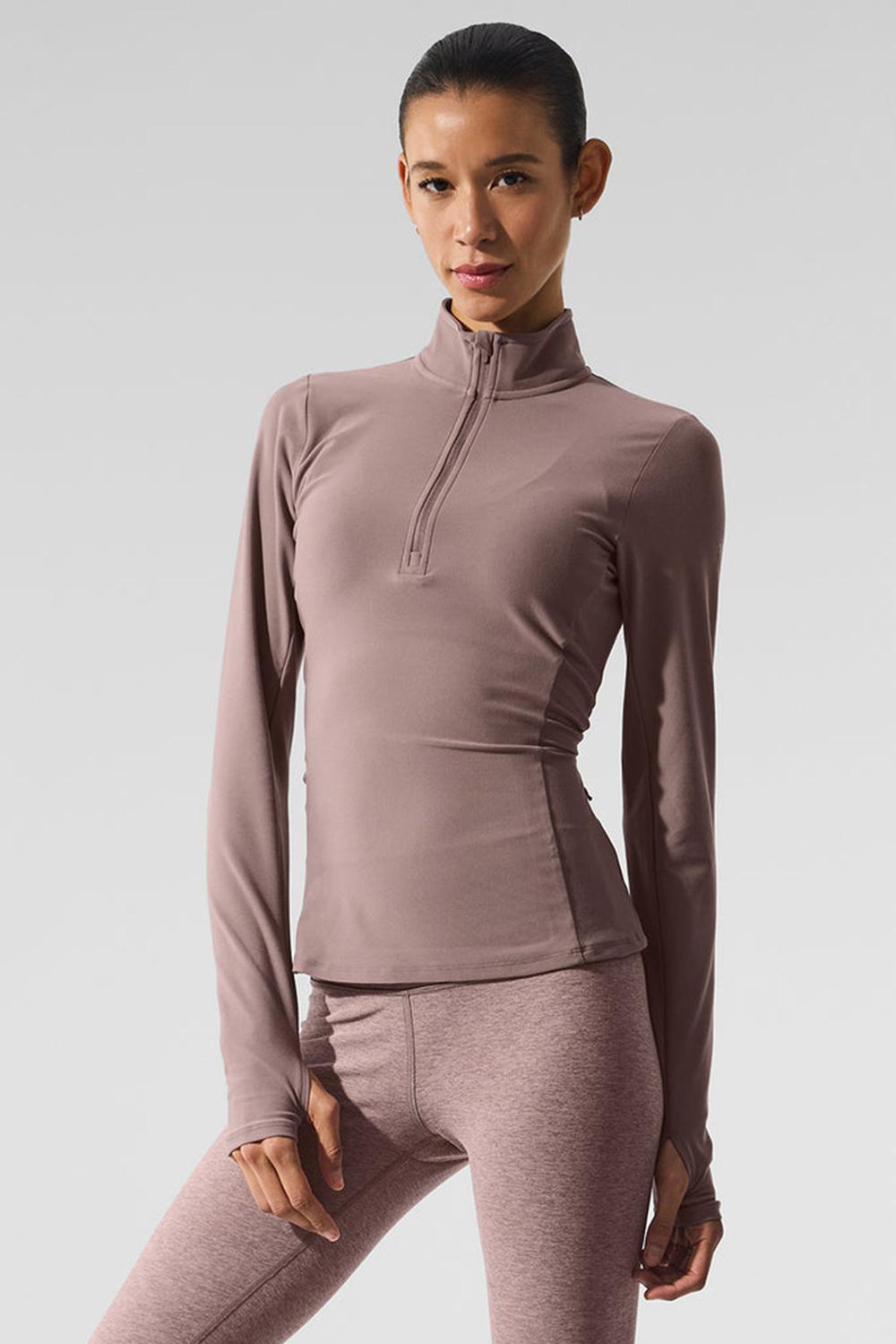 Mushroom Women Alo Yoga Alosoft 1/2 Zip Rapid Pullover | Australia  83402-DFRL