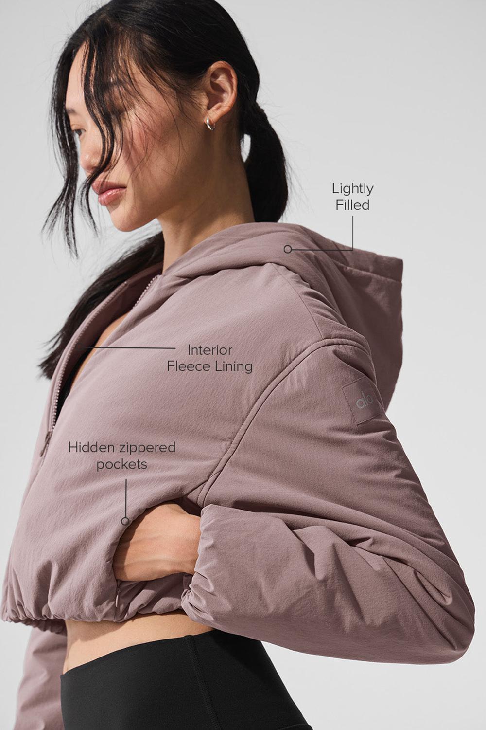 Mushroom Women Alo Yoga Cropped Mountain Peak Full-Zip Hoodie | Australia  19582-HTJU
