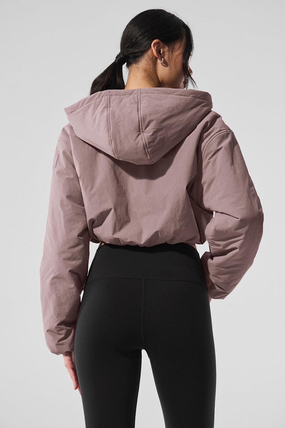 Mushroom Women Alo Yoga Cropped Mountain Peak Full-Zip Hoodie | Australia  19582-HTJU