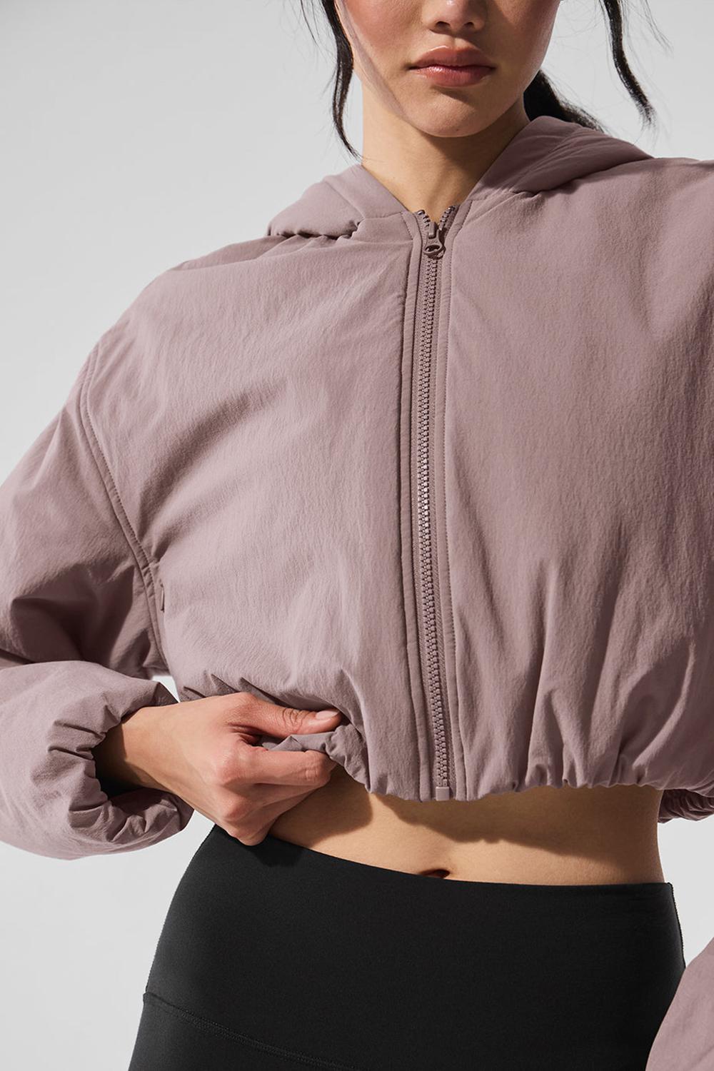 Mushroom Women Alo Yoga Cropped Mountain Peak Full-Zip Hoodie | Australia  19582-HTJU