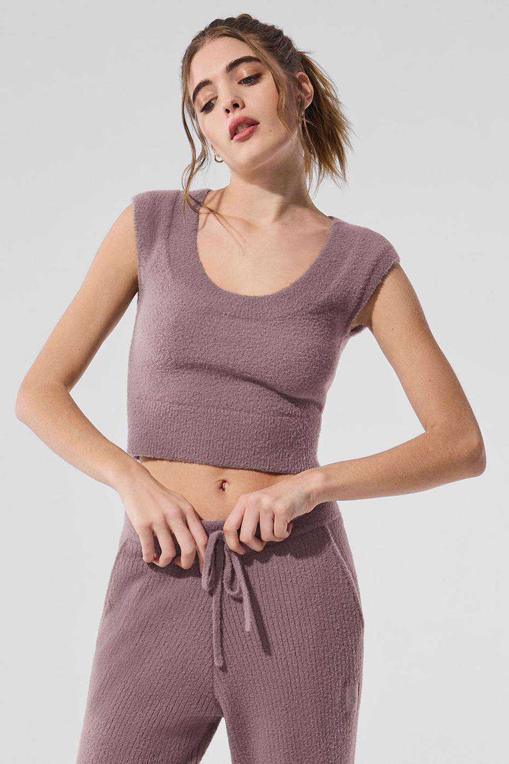 Mushroom Women Alo Yoga Snuggle Up Short Sleeve | Australia  49716-YOZS