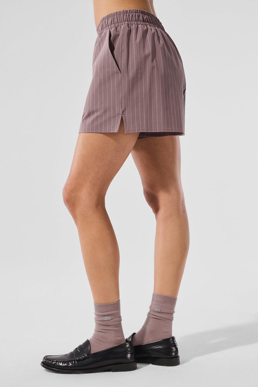 Mushroom / Ivory Women Alo Yoga Pinstripe Daylight Boxer | Australia  76219-NFIX