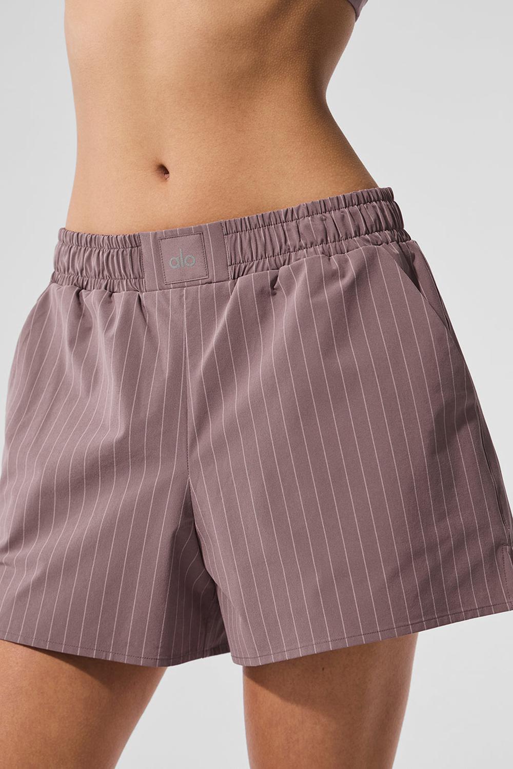 Mushroom / Ivory Women Alo Yoga Pinstripe Daylight Boxer | Australia  76219-NFIX