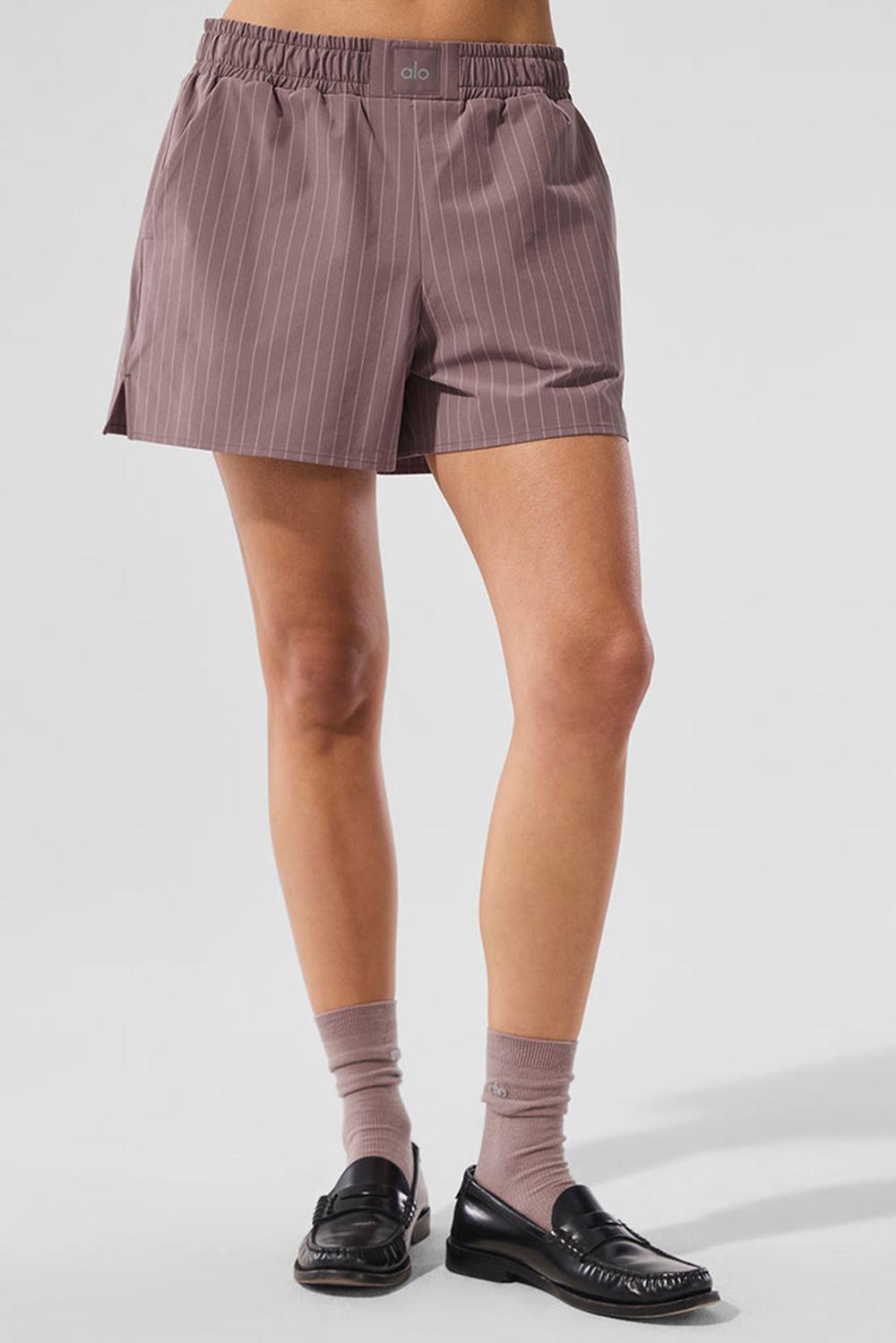 Mushroom / Ivory Women Alo Yoga Pinstripe Daylight Boxer | Australia  76219-NFIX