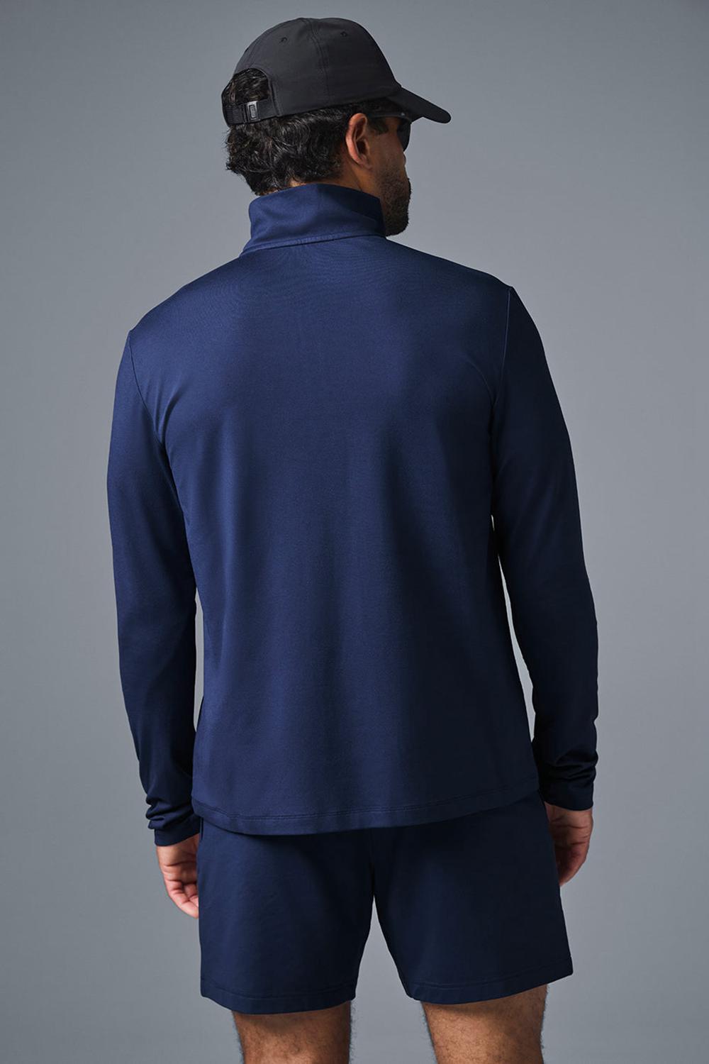 Navy Men Alo Yoga Conquer 1/4 Zip Reform Long Sleeve | Australia  76518-JVMQ