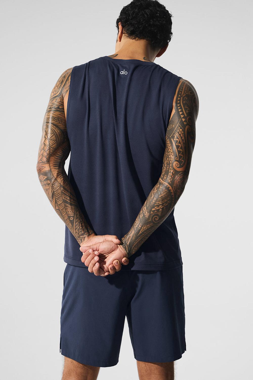 Navy Men Alo Yoga Conquer Muscle Tank | Australia  93875-NUIA