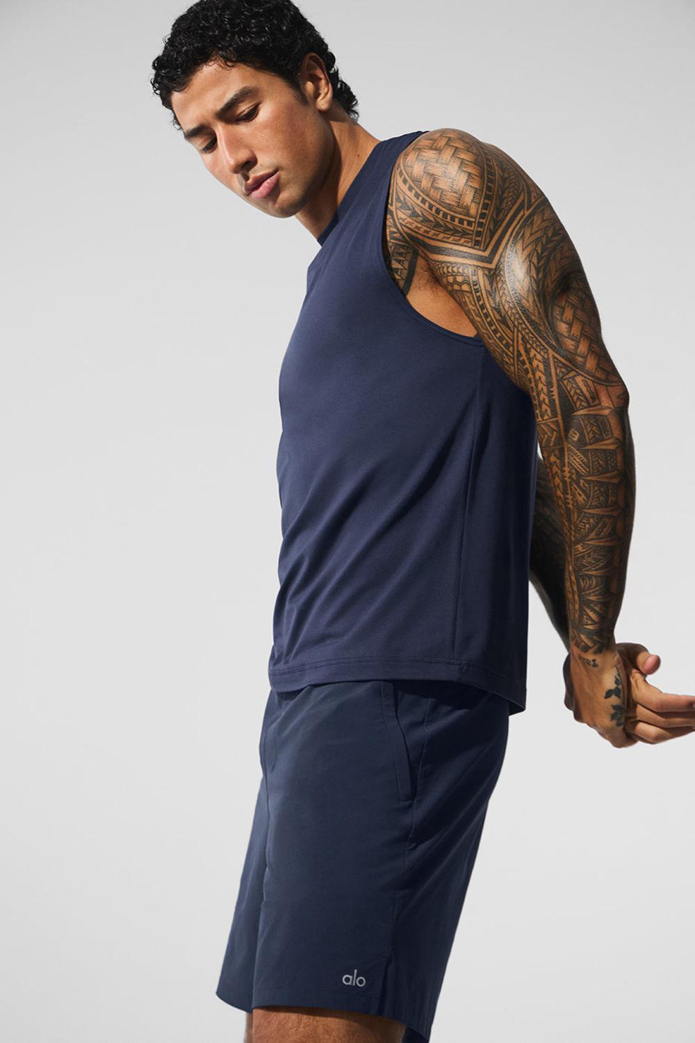 Navy Men Alo Yoga Conquer Muscle Tank | Australia  93875-NUIA