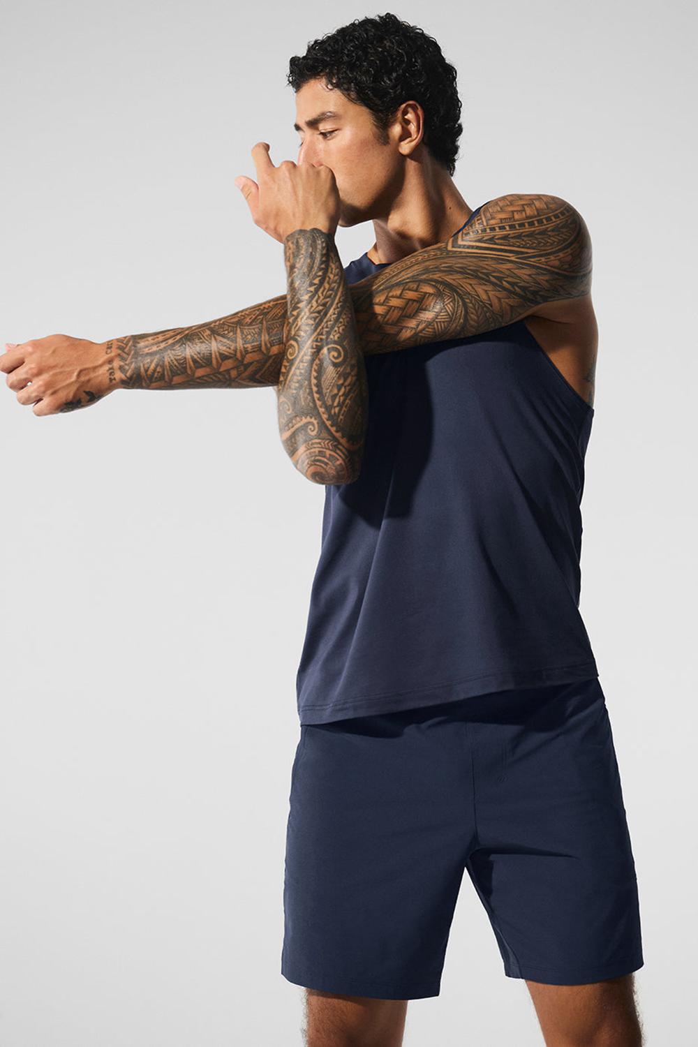 Navy Men Alo Yoga Conquer Muscle Tank | Australia  93875-NUIA