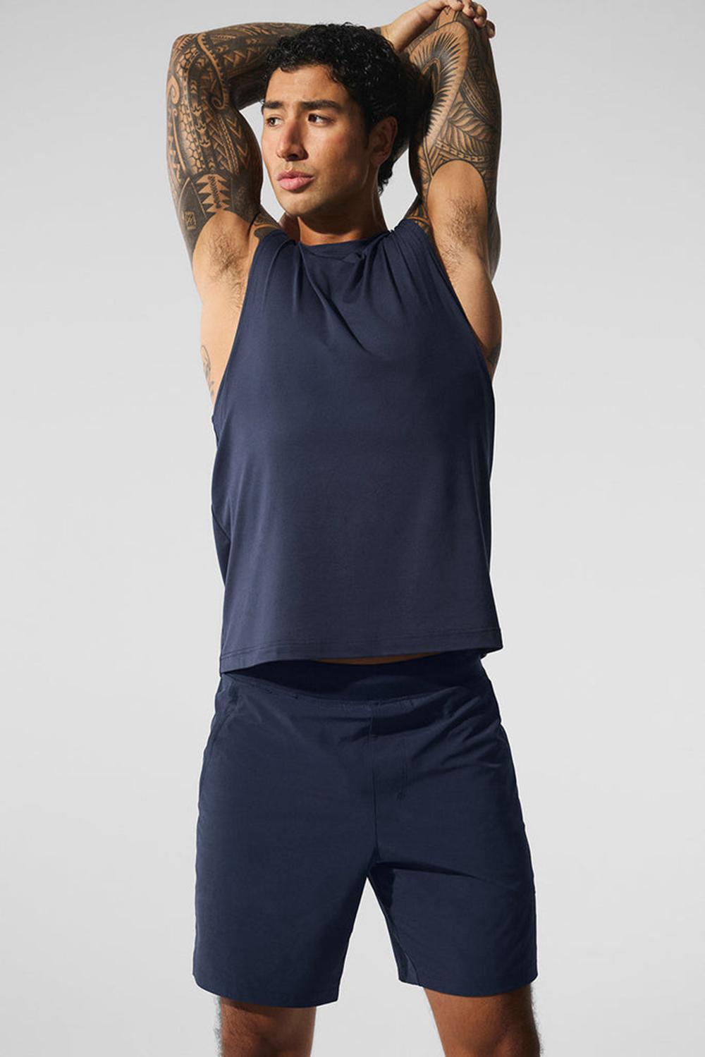 Navy Men Alo Yoga Conquer Muscle Tank | Australia  93875-NUIA