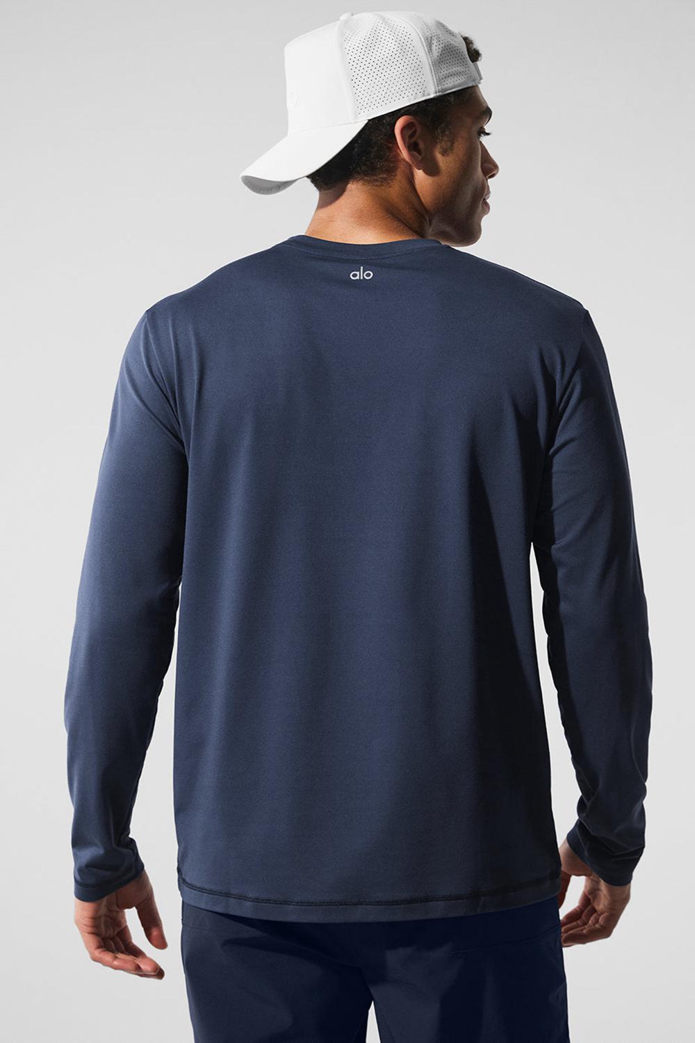 Navy Men Alo Yoga Conquer Reform Crewneck Long Sleeve | Australia  09273-NGEF