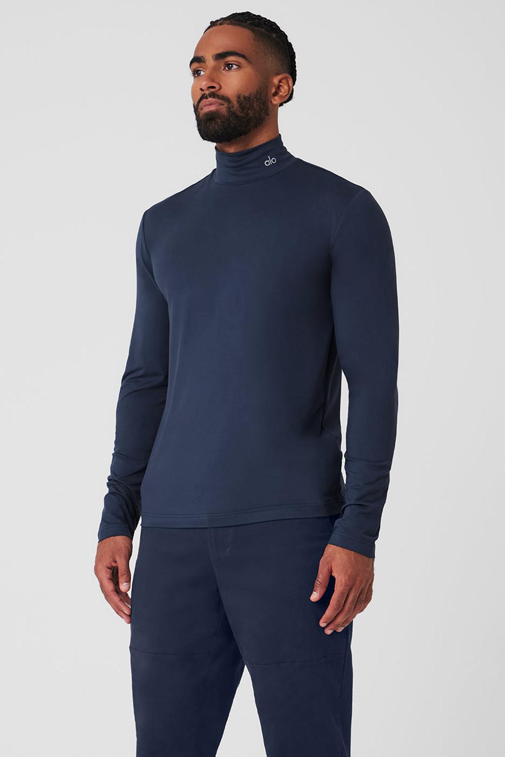 Navy Men Alo Yoga Conquer Reform Mock Neck Long Sleeve | Australia  92841-CFAX