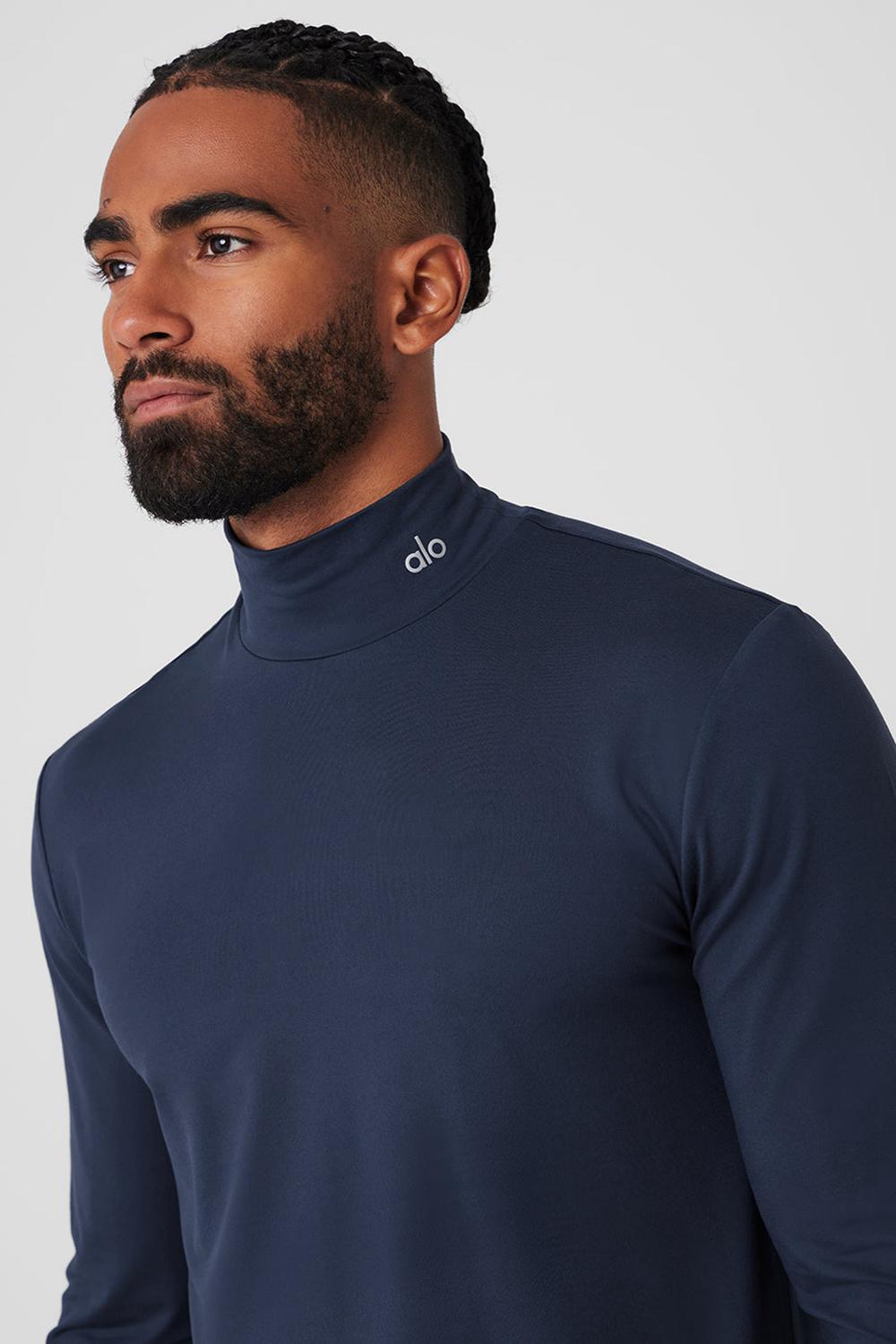 Navy Men Alo Yoga Conquer Reform Mock Neck Long Sleeve | Australia  92841-CFAX